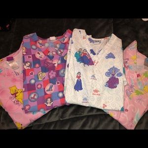 Bundle of 4 Disney scrub tops